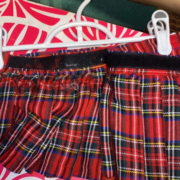 Ladies used Super Sexy Adult industry mini plaid red tartan skirt Velcrow sz S-M - Picture 5 of 7